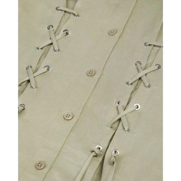 The Kooples French Designer Fashion Light Green Button-Up Dress Size Medium FR 2 - Picture 4 of 13